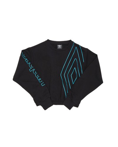 Woman cotton crew neck with contrasting print - Black