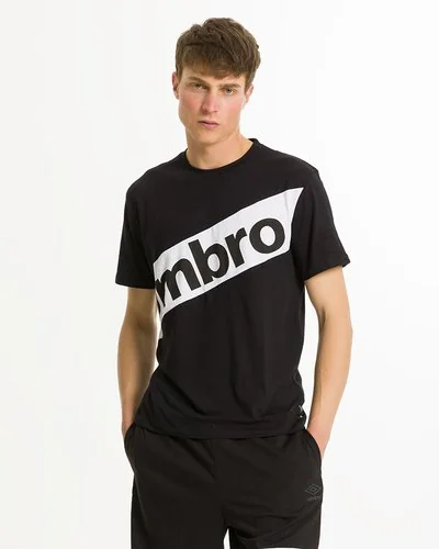 T-shirt in cotone con logo trasversale - Nero