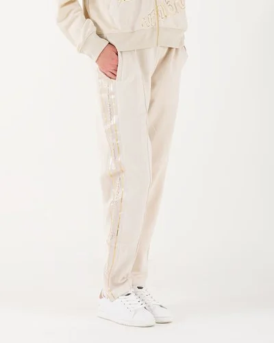 Straight leg pants with logo band - Beige