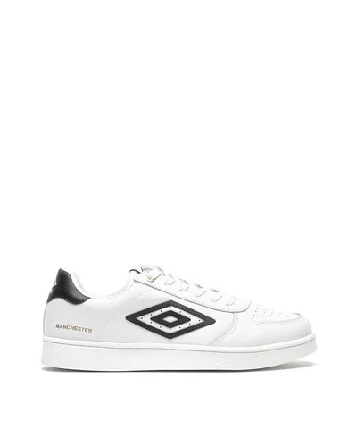 Manchester - Sneaker stringata in pelle - Bianco Nero