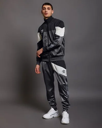 Colorblock polyester tracksuit with logo print band