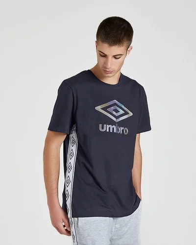 T-SHIRT CON BANDE LATERALI E LOGO OLOGRAFICO - Blu Navy