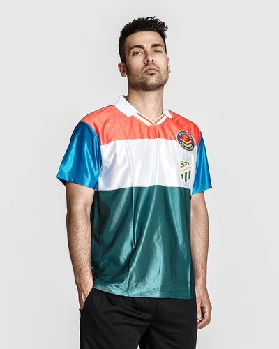Colorblock polo with badge