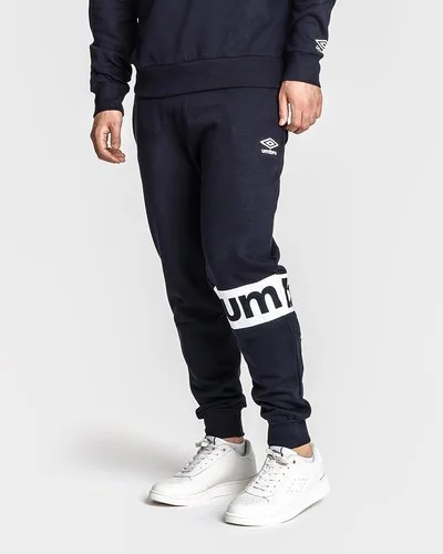 Pantaloni in felpa garzata con stampa - Blu Navy