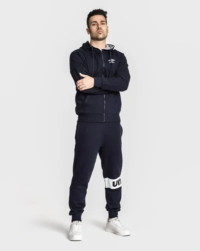 Uomo Umbro - Felpa con zip in cotone garzato - Blu Navy -  2