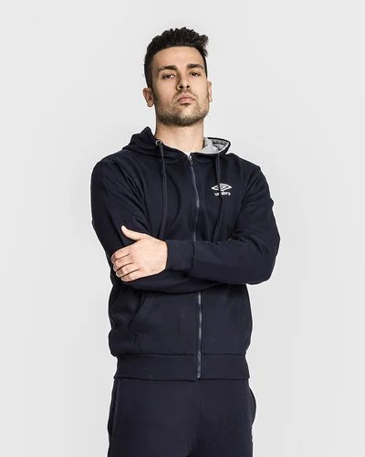 Felpa con zip in cotone garzato