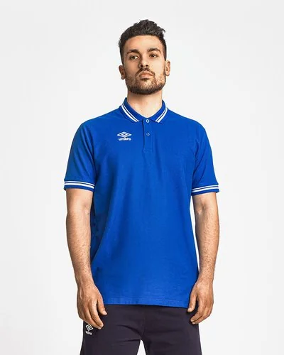 Cotton piquet polo with logo - Royal Blue