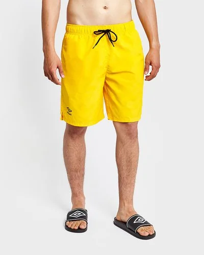Pantaloncini da bagno con lacci e logo - Giallo