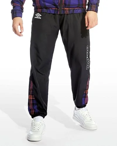 Retro vibes jogger pants with tartan inserts - Black