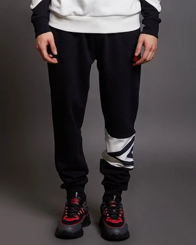 Pants with contrasting print - Black