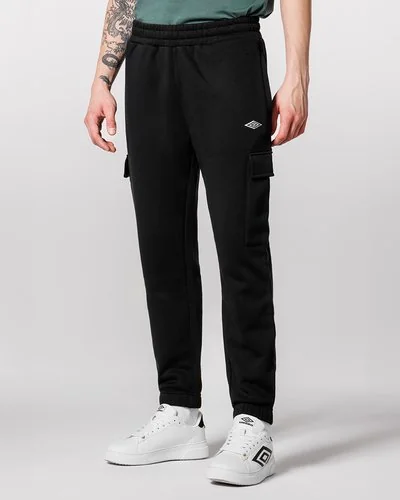 Brushed Fleece Cargo Pants - Black