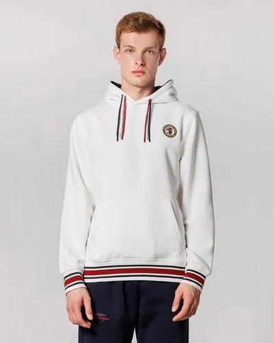 Brushed Fleece Hoodie Football League - Milk