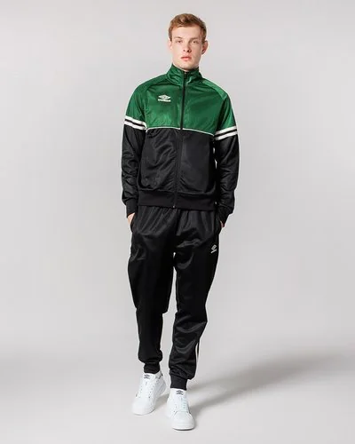 Brushed Polytricot Colorblock Tracksuit - Green / Black