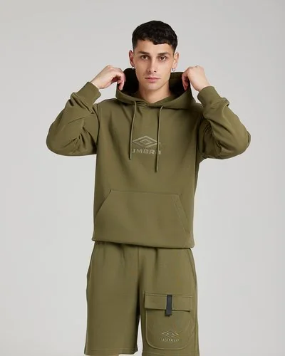Hoodie con Logo Ricamato in cotone leggero - Verde Militare