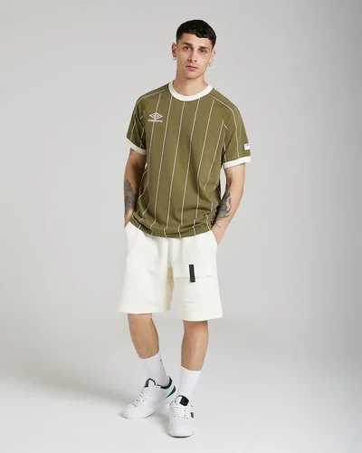 Tops Umbro - Embroidered logo striped T-shirt - Military Green -  4
