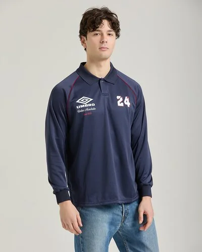 Polo vintage manica lunga - Blu