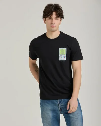 T-shirt stampa Game - Nero