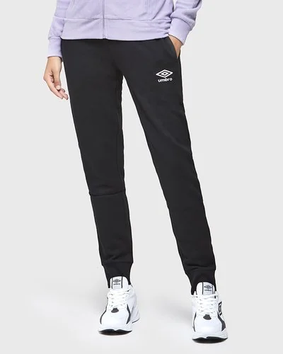 Pantaloni in felpa garzata da donna con logo - Nero