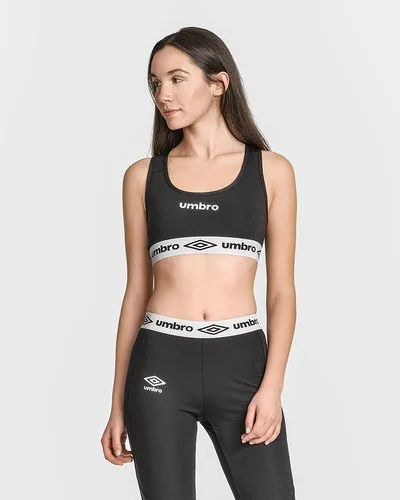 Umbro Womens Activewear Sports Bra Racerback Sleeveless Logo Black