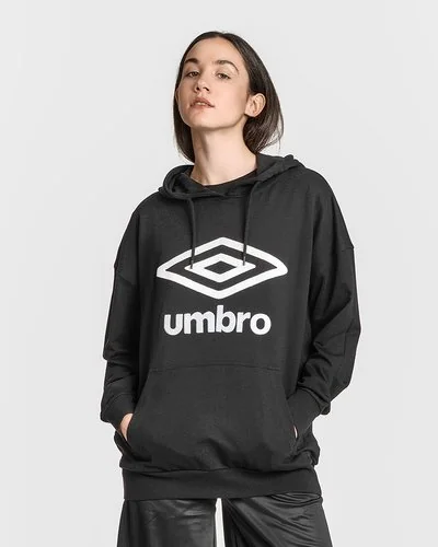 Woman cotton hoodie with logo - Black