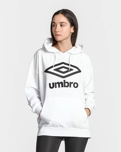 Woman cotton hoodie with logo - White