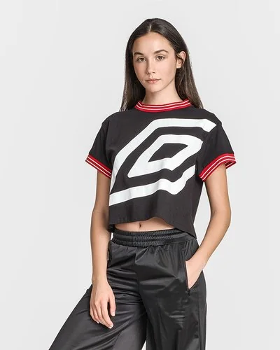 Cropped t-shirt with print - Black