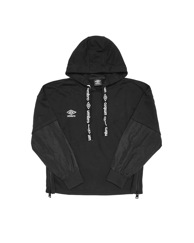 Woman hoodie with nylon inserts - Black