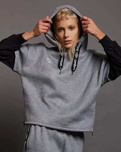 Woman hoodie with nylon inserts