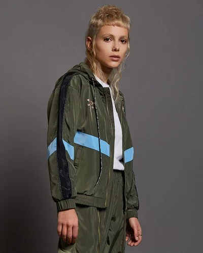 Woman colorblock windbreaker - Green