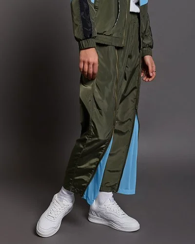 Pantaloni a gamba dritta con zip da donna - Verde