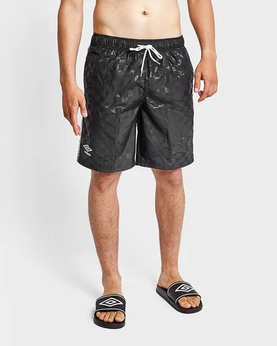 Beach short with check pattern - Black