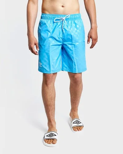 Pantaloncini da bagno con fantasia a quadri - Celeste