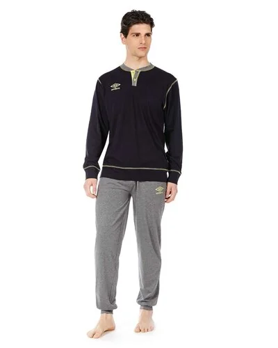 Pajamas with contrast stitching - Blue Navy / Grey
