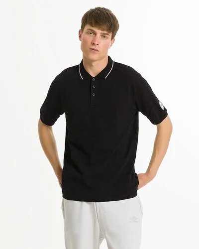 Knitted polo shirt with capital letter - Black