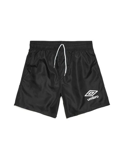 Medium length swim shorts with laces and large contrasting logo - Black