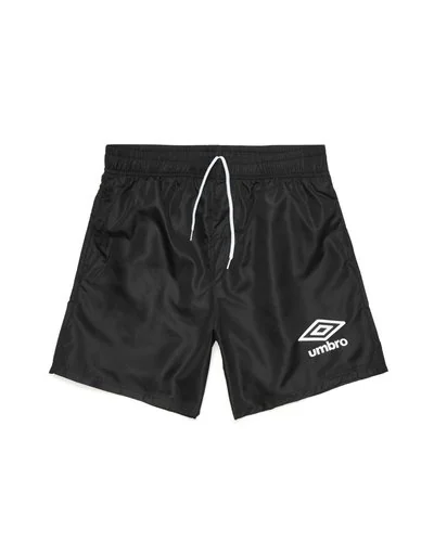Pantaloncini da bagno con lacci e logo a contrasto - Nero