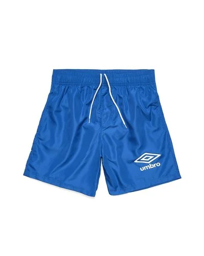 Medium length swim shorts with laces and large contrasting logo
