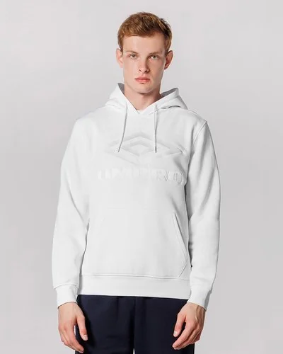 Brushed Fleece Hoodie With Embroidered Big Logo - White