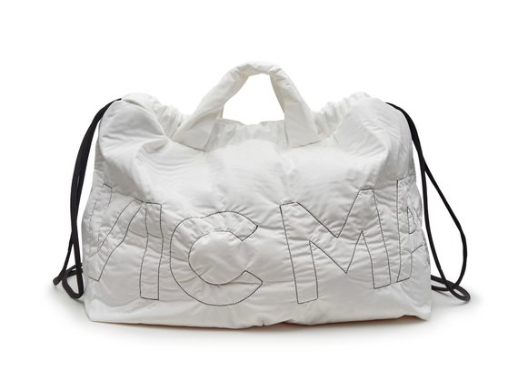 Penelope<br />Branded white nylon bag/backpack - White