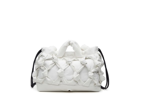 Penelope Knot<br />White nylon/faux leather bag/backpack