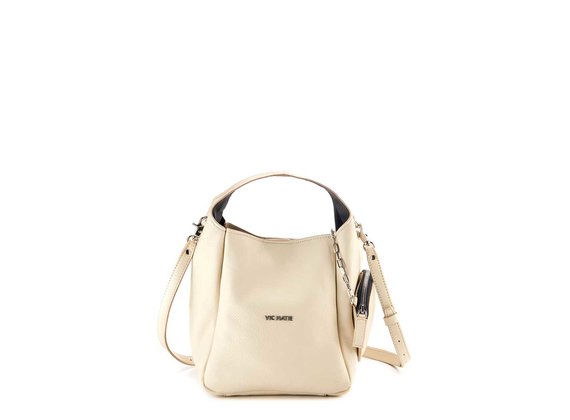 Lilibeth Small<br />Small ivory bucket bag with rectangular base - Beige