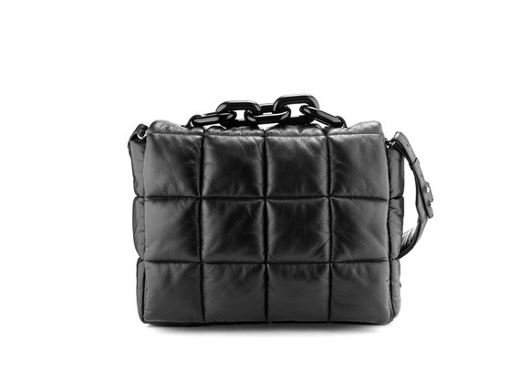 Jacqueline<br />Square black leather satchel