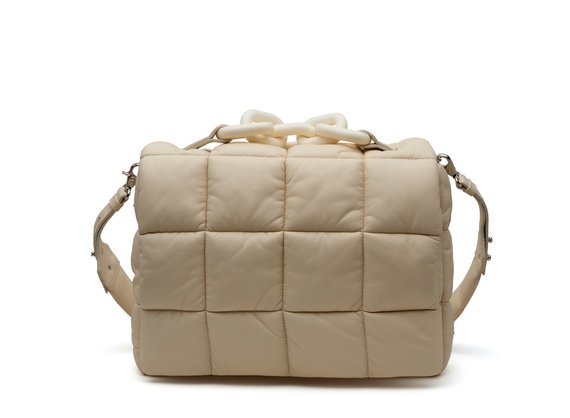 Jacqueline<br />Ivory quilted square leather satchel