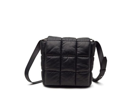 Samira<br />Square black leather mini bag