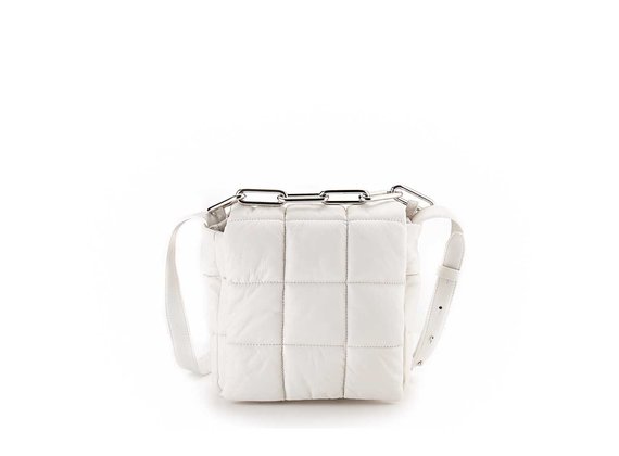 Samira<br />Square white leather mini bag