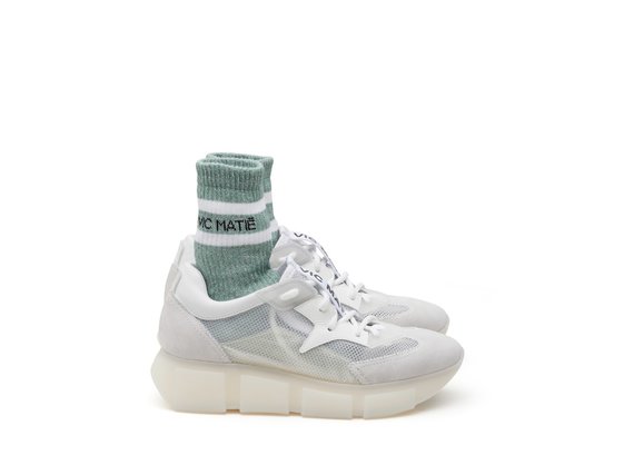 Sneakers Running bianca con rete