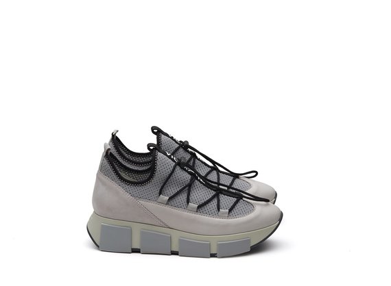 Stretchy grey lace-up Running trainers