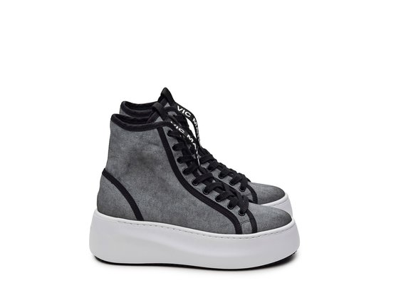 Black Wave lace-up high-tops in waxed cotton