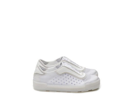 White ripstop trainers with box sole - White
