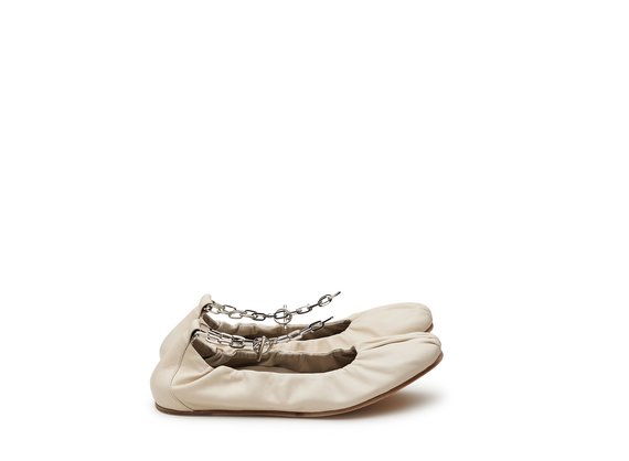 Ivory ballerina flats with anklet
